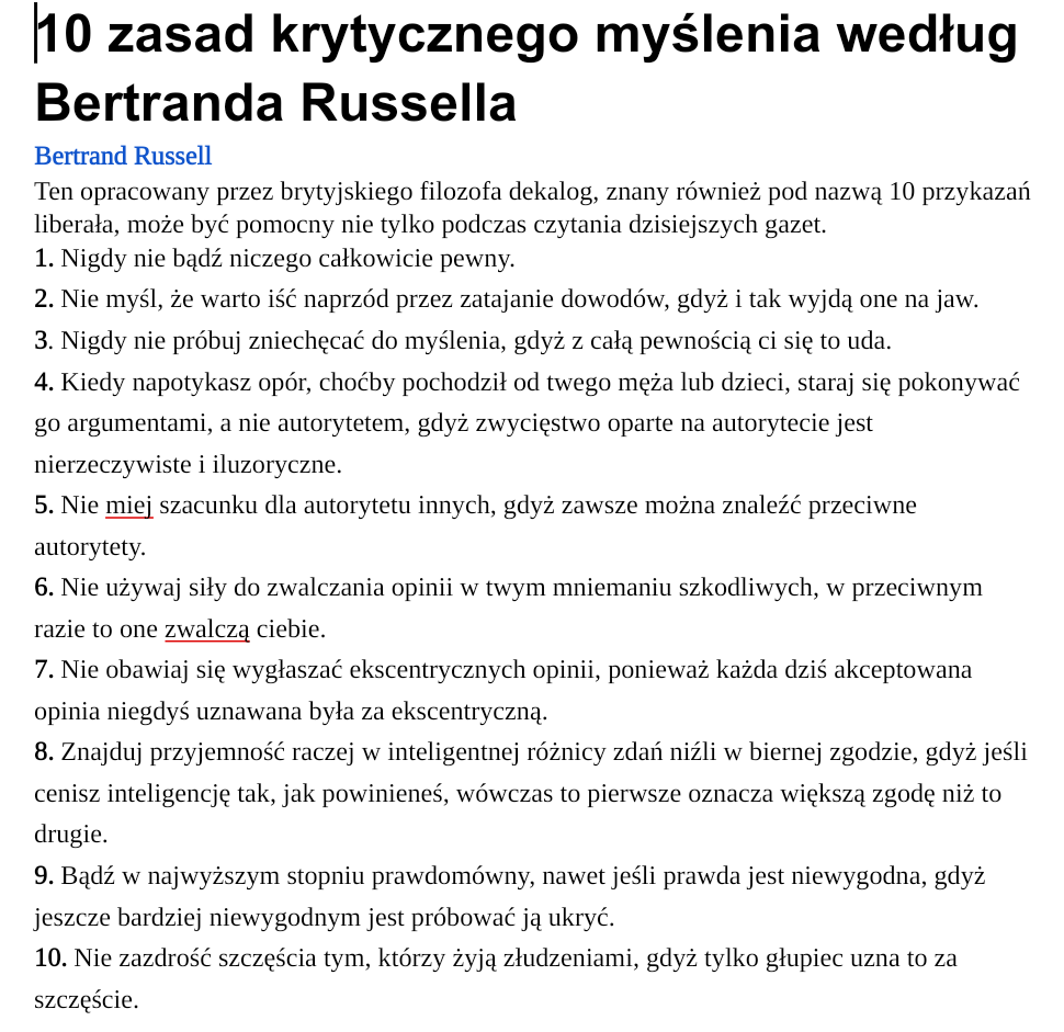 10 zasad krytycznego myślenia wg Bertranda Russella